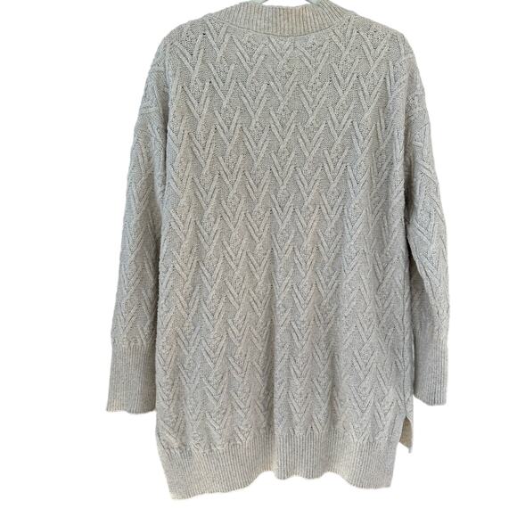 Olive + Oak Cable Knit Oatmeal Cardigan Sweater, Size M - Picture 2 of 8